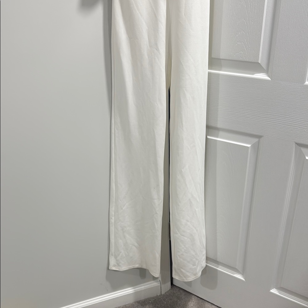 Windsor White Ruffled Jumpsuit with Wide-Leg Pants - Picture 5 of 9